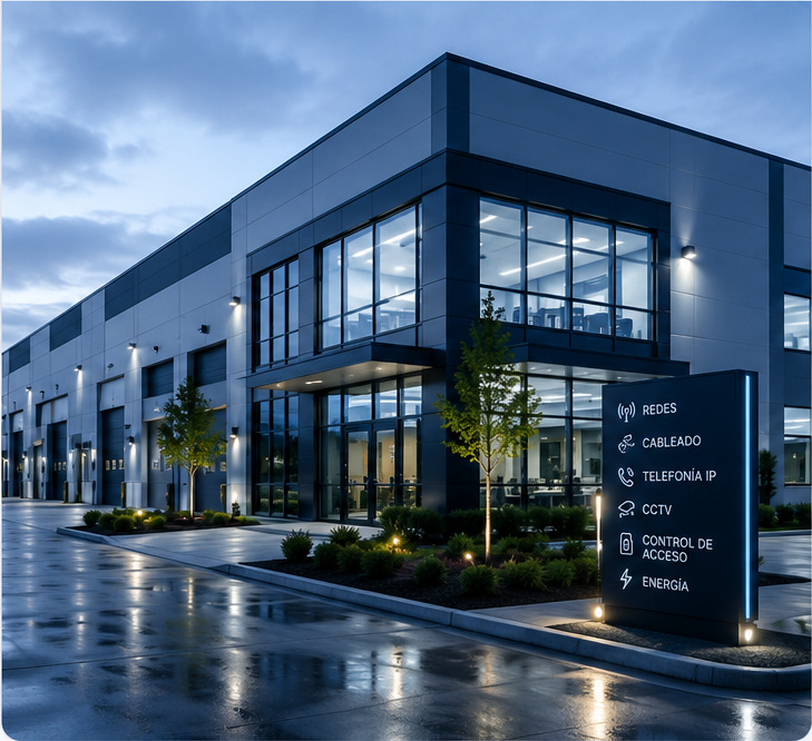 Entorno empresarial con infraestructura tecnológica