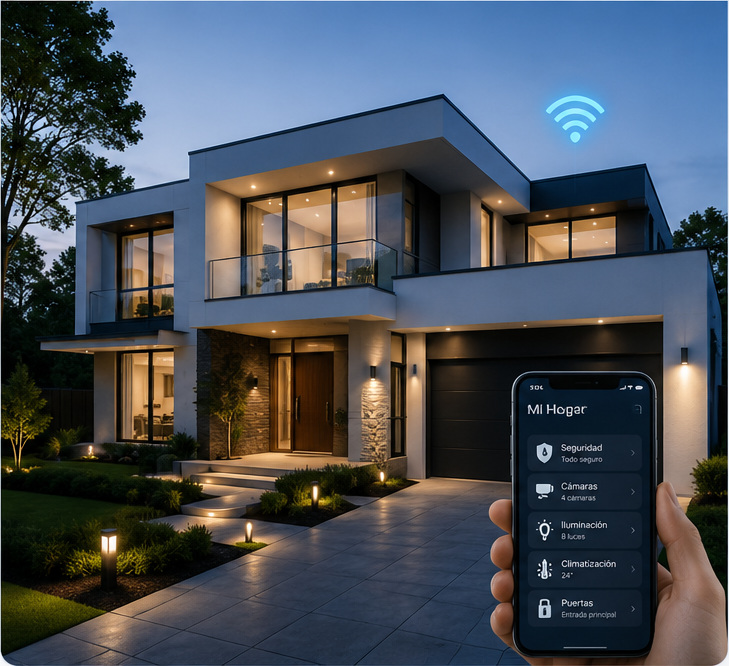 Hogar moderno con soluciones tecnológicas integradas